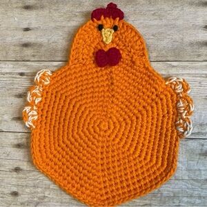 Hot Pad/ Trivet Handmade Crochet Orange Chicken